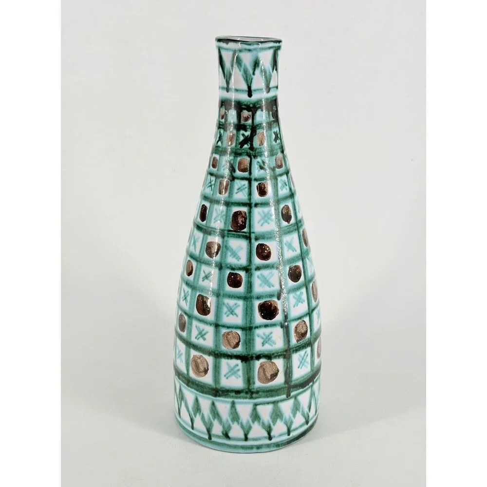Vintage Robert Picault Vallauris France Pottery Pitcher/Carafe Bottle Jug Green